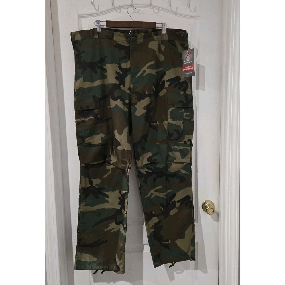 ROTHCO Woodland Camo BDU Pants Tactical NWT XL Adjustable Waist Outdoor Workwear